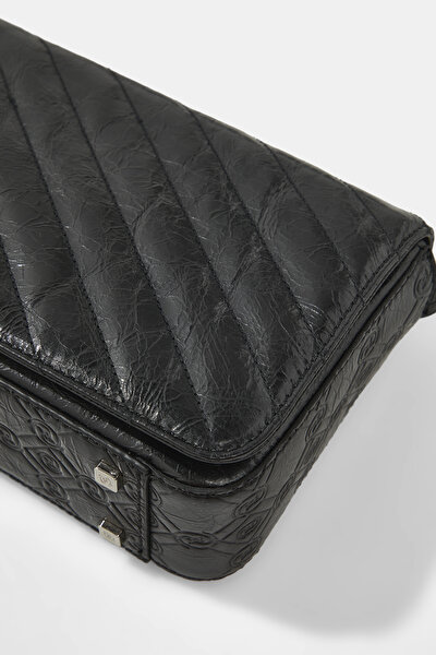 BLACK MONOGRAM LEATHER BAG 5