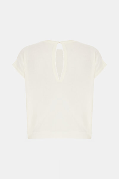 ECRU BASIC / ROUND NECKLINE SHORT SLEEVE BLOUSE 5