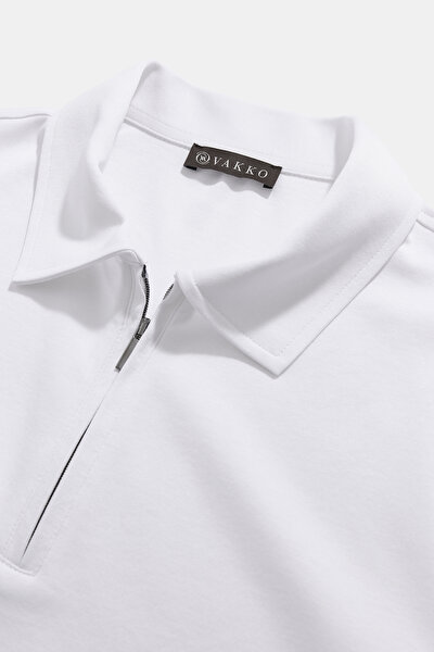 BEYAZ POLO YAKA KISA KOLLU T-SHIRT 3