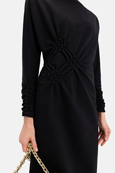 BLACK LONG SLEEVE MIDI DRESS 4