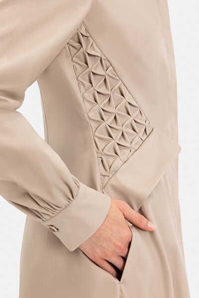 BEIGE LONG SLEEVE MIDI DRESS 4