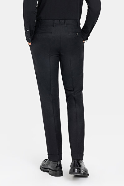BLACK PLAIN FLANNEL TROUSERS 3