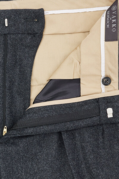 SMOKED PLAIN FLANNEL TROUSERS 10