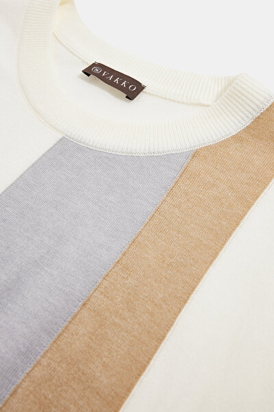 BEIGE BASIC / ROUND NECKLINE SHORT SLEEVE BLOUSE 3