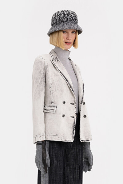 BLACK SURPLICE NECKLINE (CROSS-OVER NECKLINE) JACKET 3