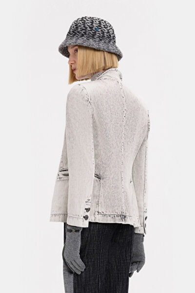 BLACK SURPLICE NECKLINE (CROSS-OVER NECKLINE) JACKET 4