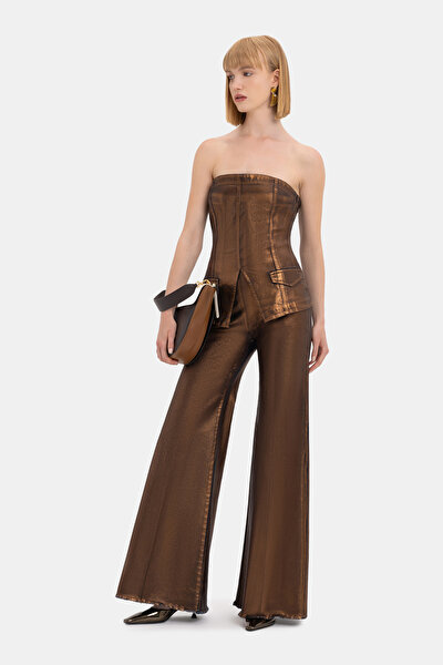 BRONZE STRAPLESS SLEEVELESS BLOUSE 3