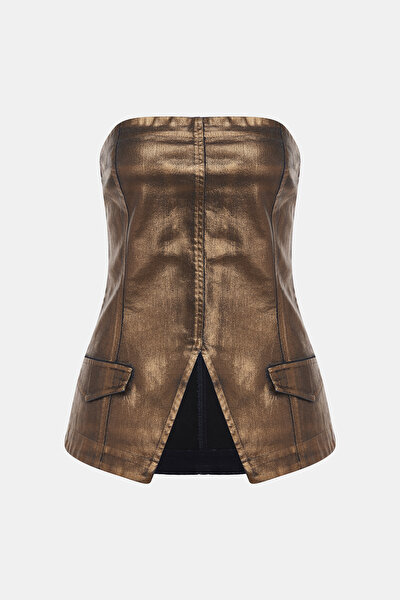 BRONZE STRAPLESS SLEEVELESS BLOUSE 4