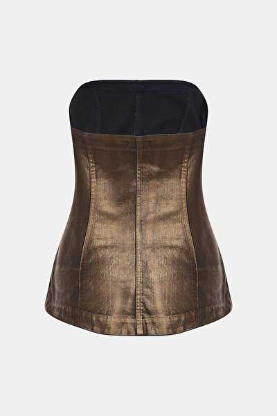BRONZE STRAPLESS SLEEVELESS BLOUSE 5