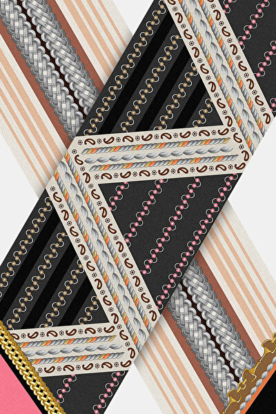 BLACK GEOMETRIC DESIGN TWILL FOULARD 3