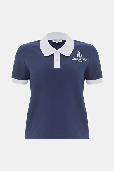 RELAX KALIP LACİVERT POLO YAKA BASKILI T-SHIRT 3