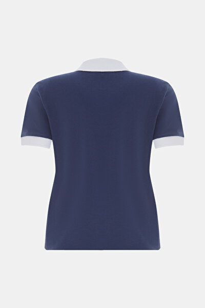 RELAX KALIP LACİVERT POLO YAKA BASKILI T-SHIRT 4