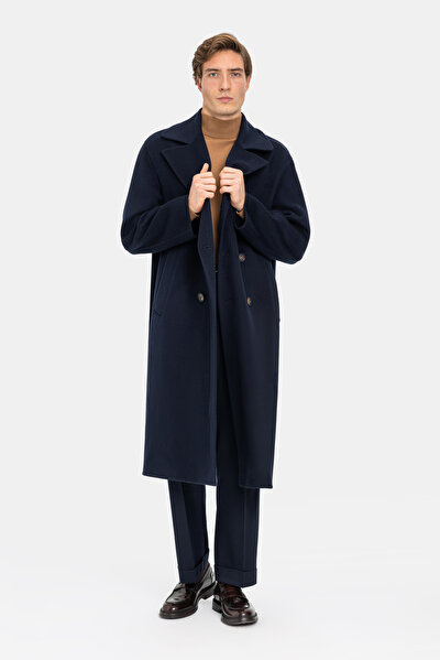 NAVY BLUE WOOL/CASHMERE TOPCOAT 3