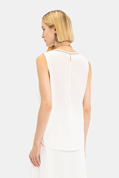 ECRU BASIC / ROUND NECKLINE SLEEVELESS BLOUSE 3