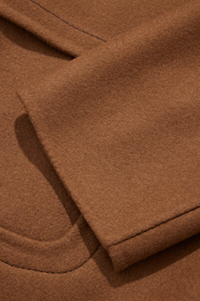 BROWN WOOL/POLYAMIDE REEFER JACKET 10