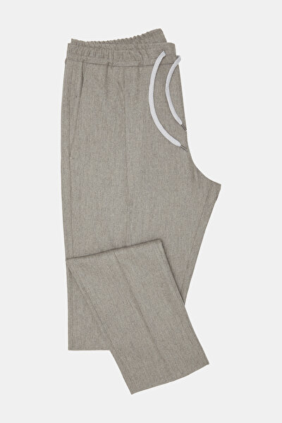 BEJ DÜZ FLANEL PANTOLON 5