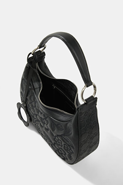 BLACK MONOGRAM LEATHER BAG 8