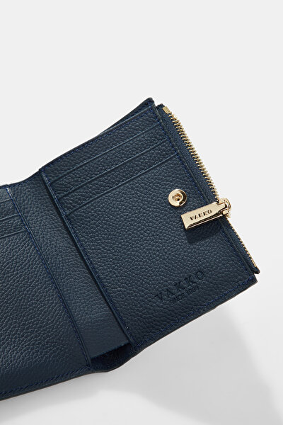 NAVY BLUE MONOGRAM LEATHER WALLET 4