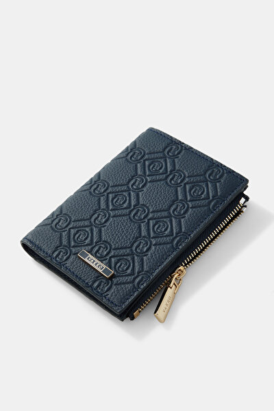 NAVY BLUE MONOGRAM LEATHER WALLET 5