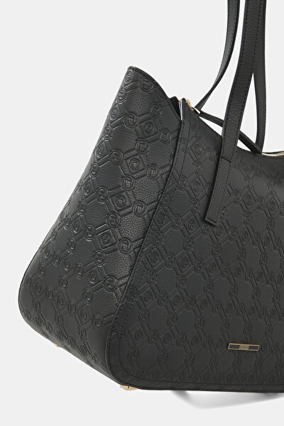 BLACK MONOGRAM LEATHER BAG 4