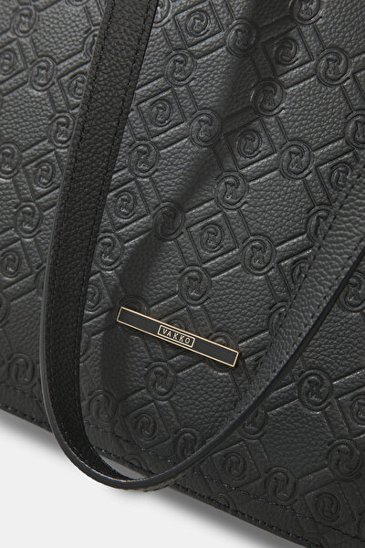 BLACK MONOGRAM LEATHER BAG 5