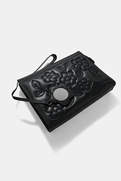 BLACK MONOGRAM LEATHER BAG 4