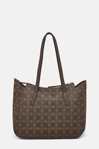 BEIGE MONOGRAM LEATHER BAG 3