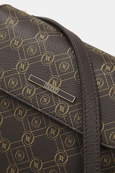 BEIGE MONOGRAM LEATHER BAG 5