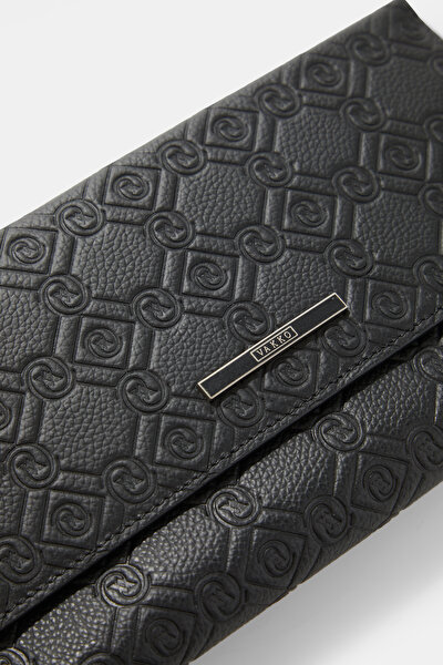 BLACK MONOGRAM LEATHER WALLET 4