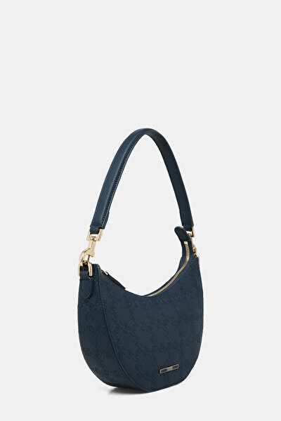 NAVY BLUE MONOGRAM LEATHER BAG 3