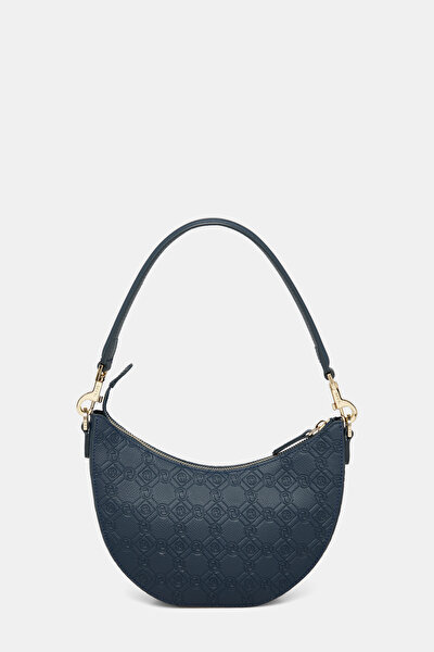 NAVY BLUE MONOGRAM LEATHER BAG 4