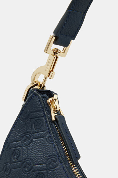 NAVY BLUE MONOGRAM LEATHER BAG 5