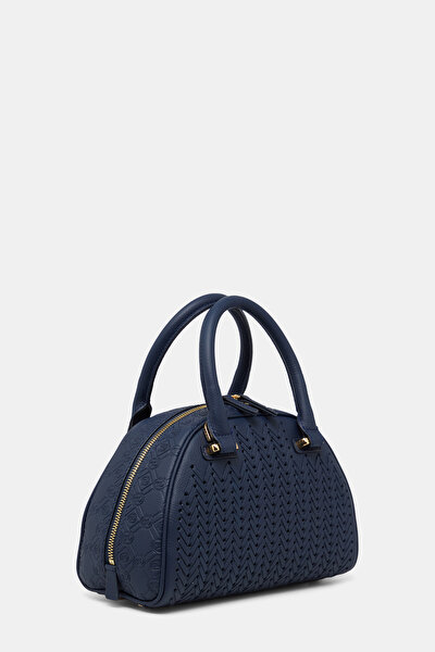 NAVY BLUE MONOGRAM LEATHER BAG 3