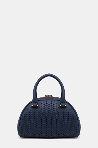 NAVY BLUE MONOGRAM LEATHER BAG 4