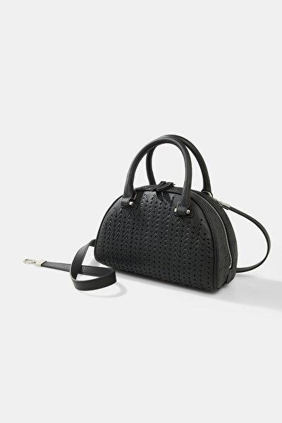 BLACK MONOGRAM LEATHER BAG 5