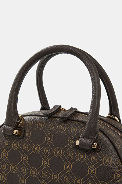 BEIGE MONOGRAM LEATHER BAG 5