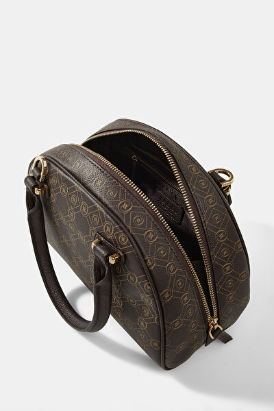 BEIGE MONOGRAM LEATHER BAG 8