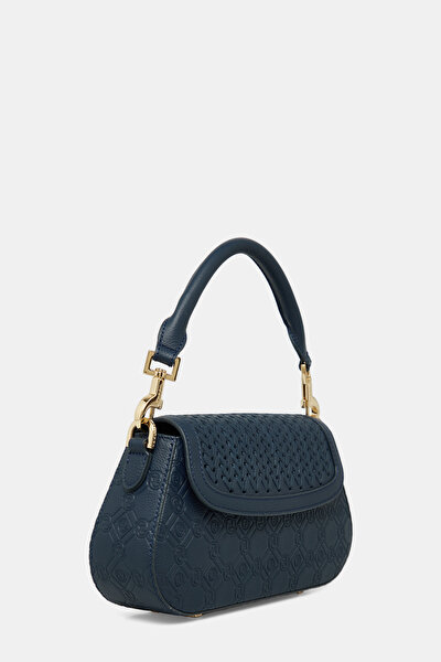NAVY BLUE MONOGRAM LEATHER BAG 3