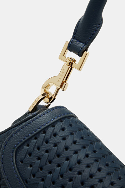 NAVY BLUE MONOGRAM LEATHER BAG 5