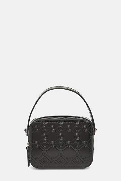 BLACK MONOGRAM LEATHER BAG 4