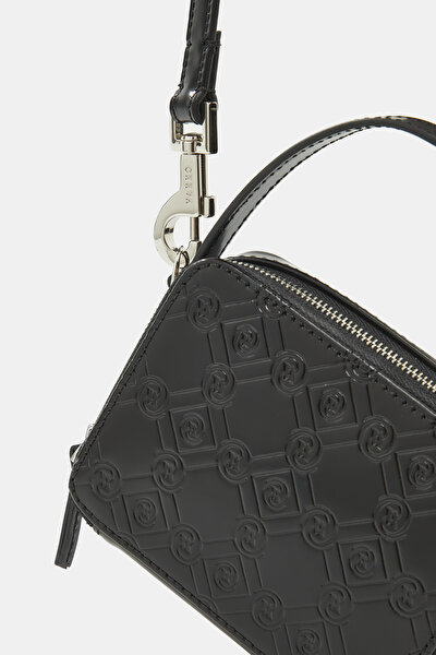 BLACK MONOGRAM LEATHER BAG 5