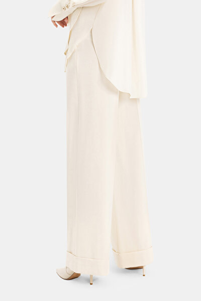ECRU WIDE LEG TROUSERS 3