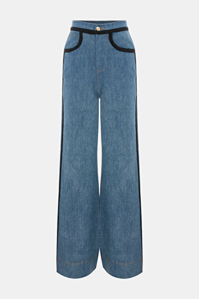 BLACK DESIGN FILLED WIDE LEG TROUSERS 4