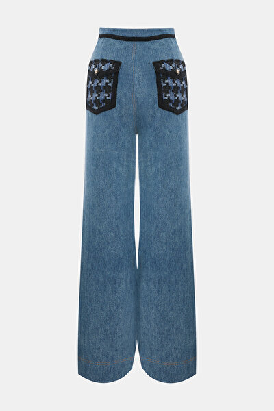 BLACK DESIGN FILLED WIDE LEG TROUSERS 5