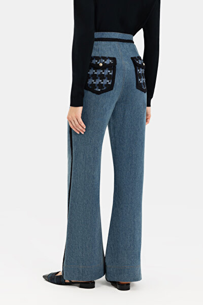 BLACK DESIGN FILLED WIDE LEG TROUSERS 3