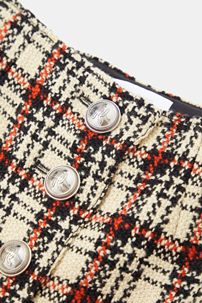 BEIGE DESIGN FILLED WOOL SKIRT 3