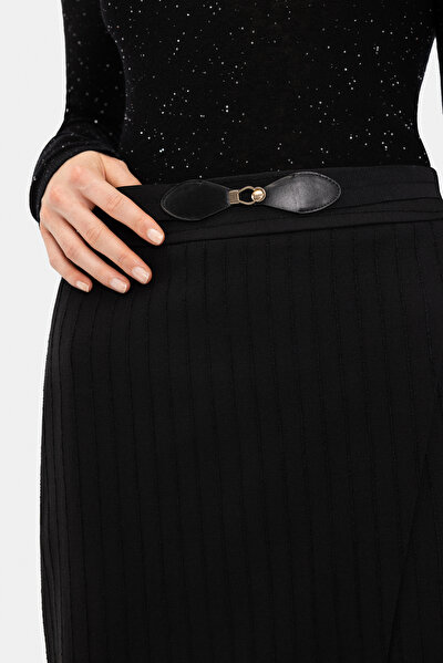 BLACK WOOL BELOW THE KNEE SKIRT 4