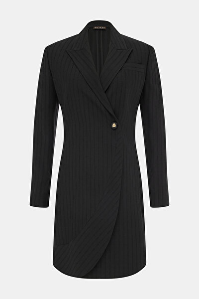 BLACK LONG SLEEVE ASYMMETRIC DRESS 4