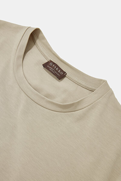 BEIGE BASIC / ROUND NECKLINE SHORT SLEEVE TSHIRT 3