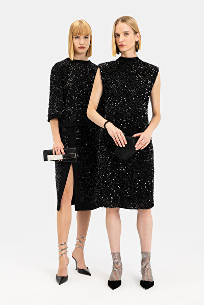 BLACK SEQUINED SKIRT 4